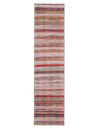 Decorative Vintage Rag Kilim Runner - 2`3" x 9`0"