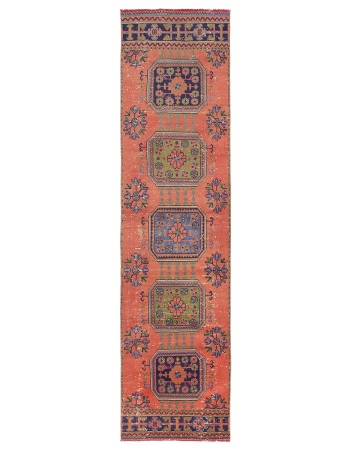 Decorative Vintage Turkish Runner Rug - 2`11