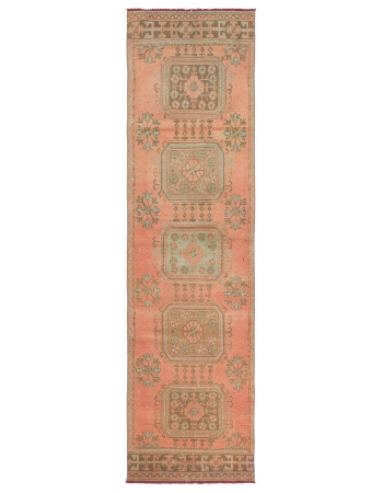 Faded Vintage Turkish Decortaive Runner Rug - 3`1