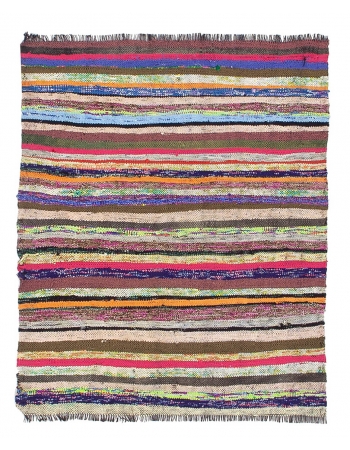 Mini Vintage Striped Rag Rug - 3`1