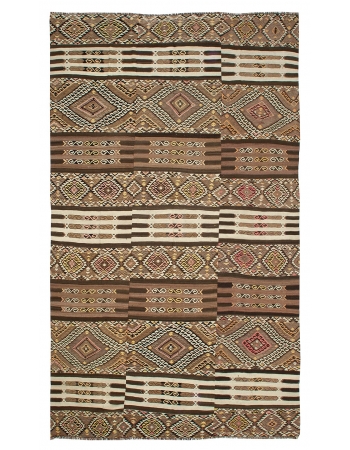 Oversized Vintage Decorative Turkish Kilim Rug - 8`10" x 14`9"