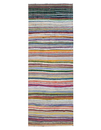 Striped Colorful Vintage Turkish Rag Rug - 5`11" x 15`3"