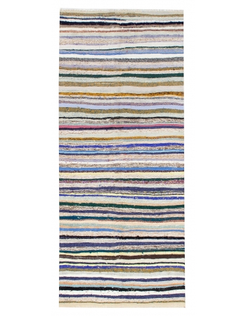 Striped Vintage Turkish Rag Rug - 3`11