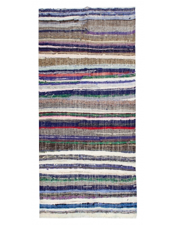 Striped Vintage Turkish Rag Rug - 4`8" x 9`6"