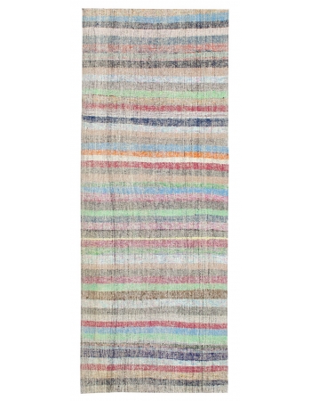 Striped Vintage Turkish Rag Runner - 3`1" x 8`2"