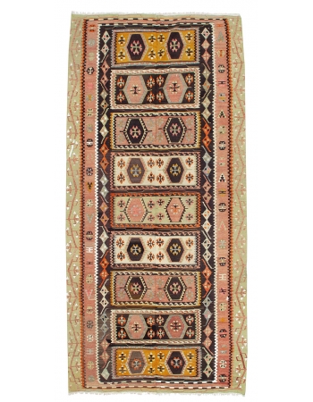 Turkish Vintage Decorative Kilim Rug - 5`4" x 10`11"