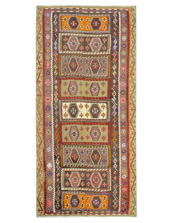 Vintage Colorful Turkish Decorative Kilim Rug - 5`10" x 12`5"