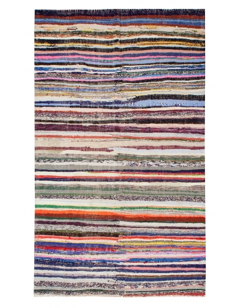 Vintage Decorative Turkish Rag Rug - 5`3" x 8`10"