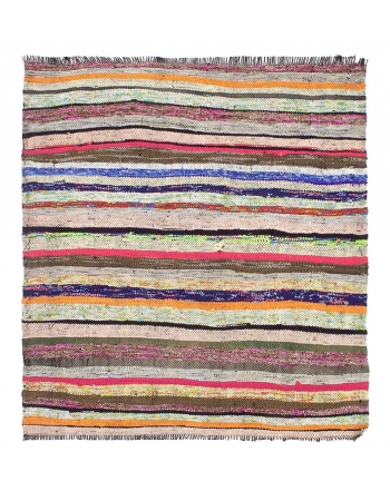 Vintage Mini Turkish Rag Rug - 3`0" x 3`5"