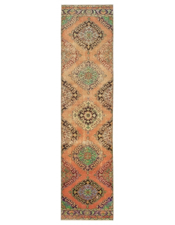 Vintage Turkish Decorative Runner Rug - 3`1" x 12`11"