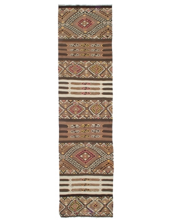 Vintage Turkish Decorative Runner Rug - 3`1" x 12`2"