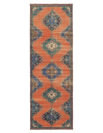 Vintage Turkish Decorative Runner Rug - 3`3" x 9`5"