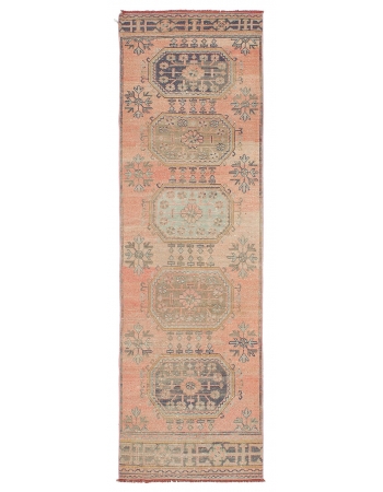 Washed Out Vintage Turkish Runner Rug - 3`1" x 10`6"